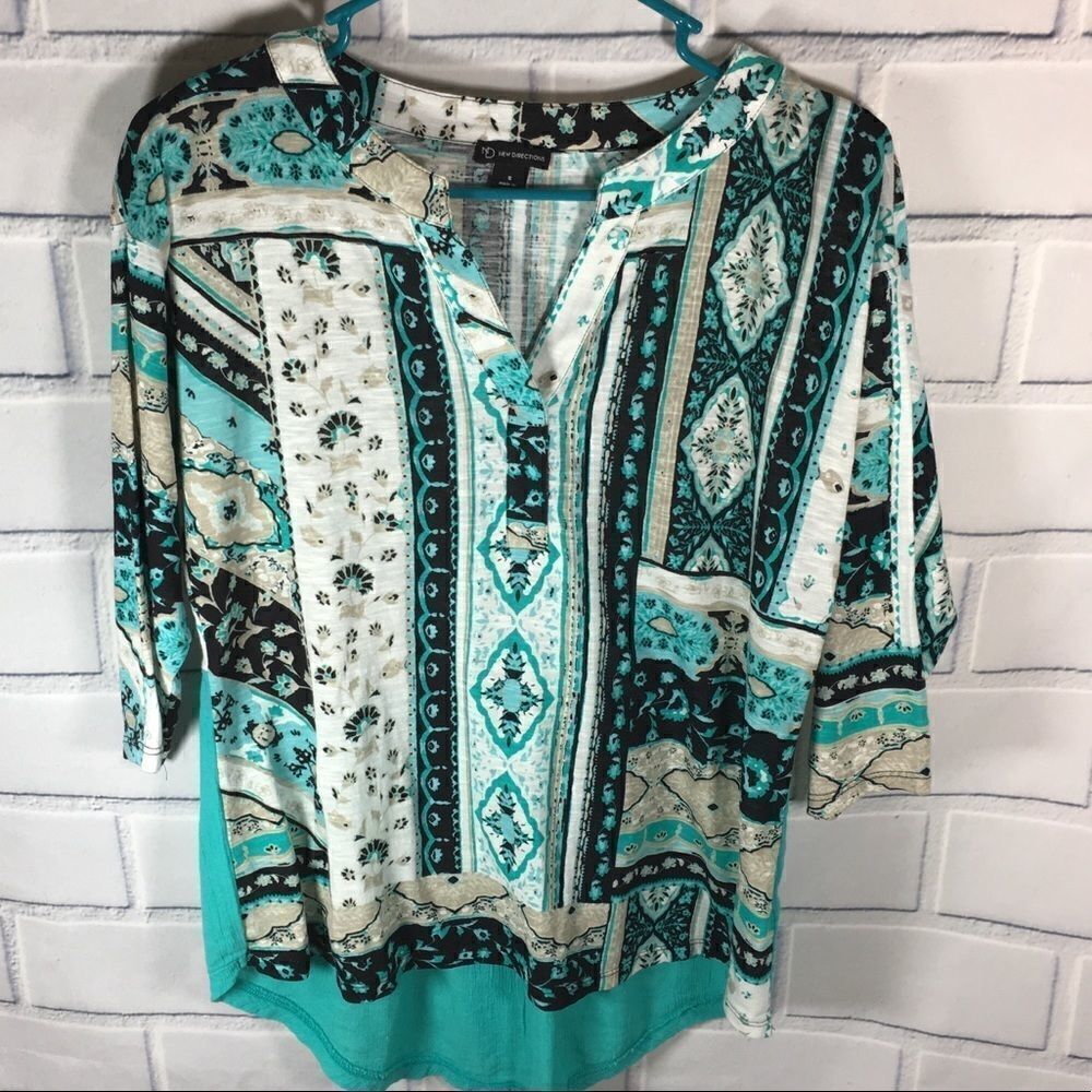 New Direction Women's SZ Small - Green Black Top